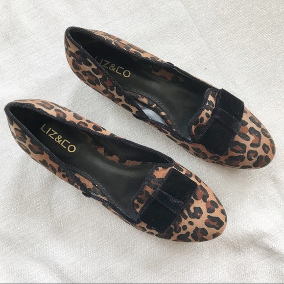 liz & co. Shoes - Leopard + Velvet Bow Loafers